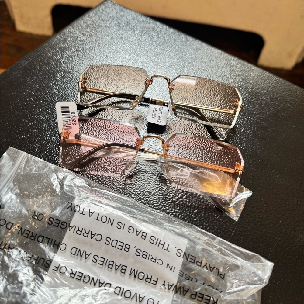 Free People Pink and Silver Sunglasses Set